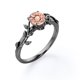 thumbnail image 3 of JeenMata Anillo de Compromiso con Solitario de Morganita Creada en Color Rosa Melocotón Redondo de 0,50 Quilates: Anillo Inspirado en la Naturaleza, Anillo Bohemio, Oro Negro de 18 K sobre Plata, 3 of 6