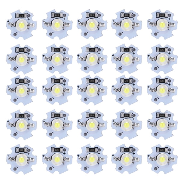 25 chips LED de 5 V, 200 LM, 1 W, perlas de lámpara LED de alta potencia para accesorios de iluminación DIY, blanco frío 10 000 K