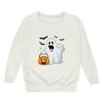 thumbnail image 2 of Tfken Halloween Toddler Kids Girls Sweatshirt Long Sleeve Crew Neck Cartoon Print Pullover Sweater Trendy Soft Tops Size 13-14 Years White, 2 of 4