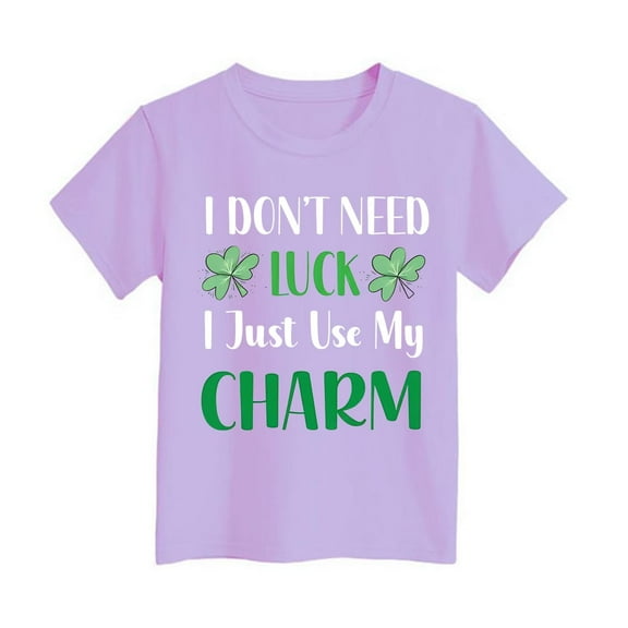 Kids St Patricks Day Shirt Funny Clover Print Short Sleeve Tees Boys Clothes for Boys 8-9 Years