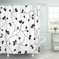 thumbnail image 1 of Cortina de ducha ABPHQTO Blanco Floral Abstracto Negro 165x180 cm, 1 of 2
