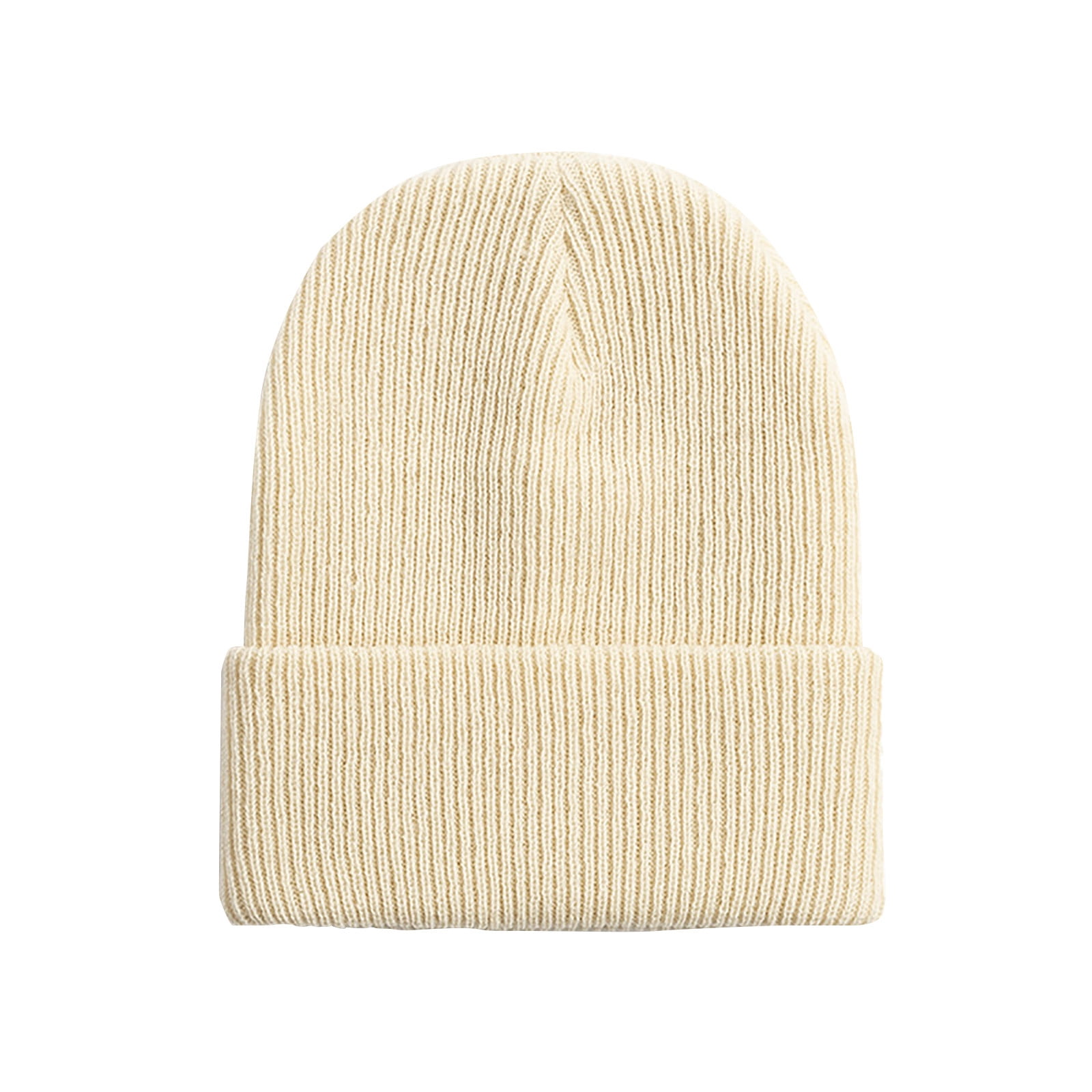 Beige Soft Ribbed Knit Beanie, Accessories
