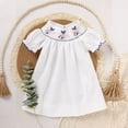 thumbnail image 3 of ZEHJUHAN Toddler Girls' Bunny Embroidered Dress, Ruffle Puff Sleeve A-Line Party Dress with Back Buttons White，18-24M, 3 of 12