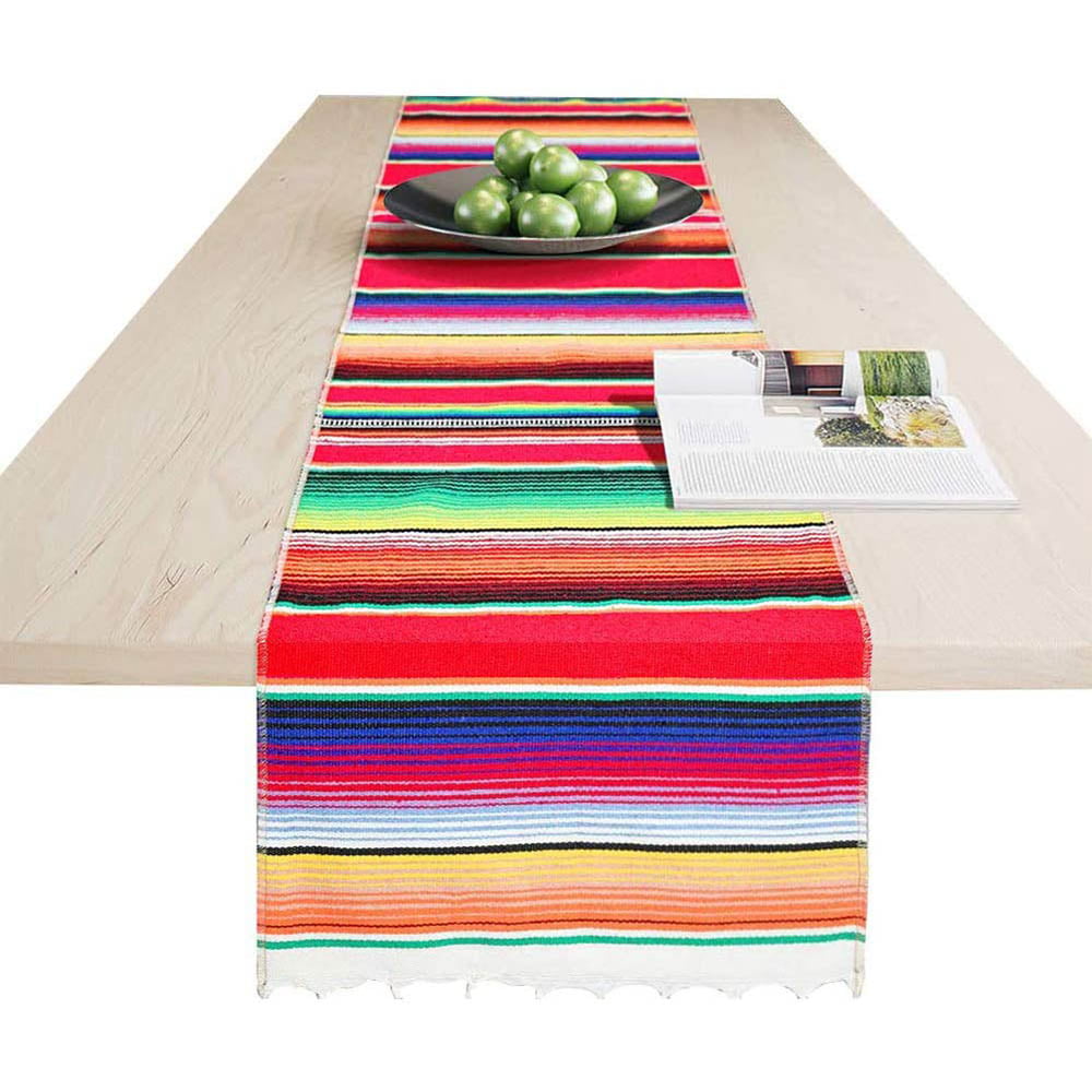  Holicolor 8 Pack Mexican Table Runners 4 Colors 14x110 Inches  Large Rainbow Mexican Theme Party Decorations for Cinco de Mayo Fiesta Party  Serape Table Runner (Pink Purple Red Blue) : Home