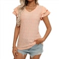 thumbnail image 4 of Camiseta de Verano para Mujer, con Cuello en V, Volantes y Mangas , Color Naranja, Talla M, 4 of 10