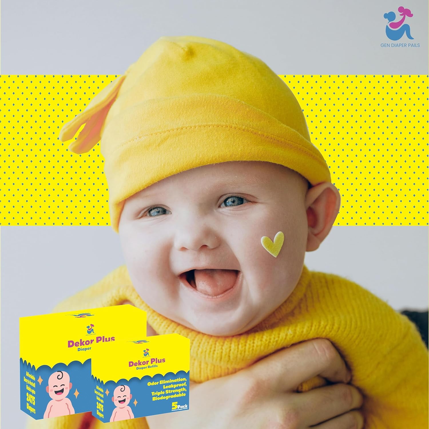 Gen Diaper Pails Dekor Plus Diaper Pail Refill, 9 Refill Liners, 30% Thicker, Leak-Proof, Powder Scent