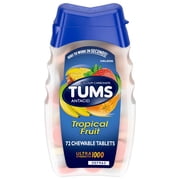 Tums Ultra Strength Chewable Antacid Tablets for Heartburn, Tropical Fruit, 72 Count