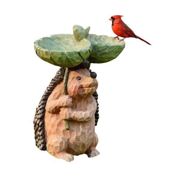 Alimentador de resina, estatua de resina, escultura, valla, jardín, cuenco de Baño de aves, estación de alimentación para parque, patio de inauguració Erizo 15x10x20cm