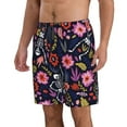 thumbnail image 2 of Kll Dancing Skeletons Floral Garden Men'S Casual Summer Beach Shorts Hawaiian Shorts With Pockets-Small, 2 of 9