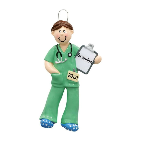Personalized Medical Ornament - Nurse Christmas Ornament 2024, Doctor Ornaments, Medical Profession Ornaments, Physician Assistant Gifts - Scrubs Man - Free Customization