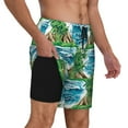thumbnail image 2 of Balery Hawaii Palms Mens Swim Trunks Swim Shorts for Men Quick Dry Inseam Beach Shorts with Compression Liner Pocket-3X-Large, 2 of 9