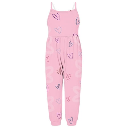 

Wdfiry Clearance Toddler Baby Girl Jumpsuit One Piece Sleeveless Strap Romper Pant Summer Outfit Clothes 1-6T