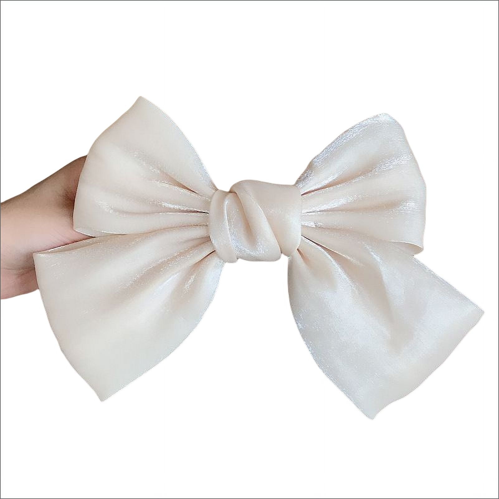 YALLNASL Large Bow Hair Clip Barrette Hair Bows Satin Solid Handmade Hair Clips Barrettes for Thick Hair Accessories for Women Girls Red Hair Bow French