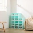 thumbnail image 3 of 24 Pack Shoe Boxes,Stackable Clear Shoe Boxes Flip Lid Shoe Boxes Boot Storage Organizer Shoe Cabinet & Shoe Cupboard for Homes, Cloakrooms for Storing Flats, Slippers, Casual Shoes (Green), 3 of 10