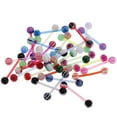 thumbnail image 3 of segolike 30 Pieces Assorted Color Lip Tongue Straight Barbell Studs Double 6mm Ball, 3 of 9