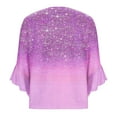 thumbnail image 4 of Viluyesy V-Neck T-Shirt for Womens 3/4 Sleeves Shirt Tops Loose Blouse Purple Size 2XL, 4 of 5