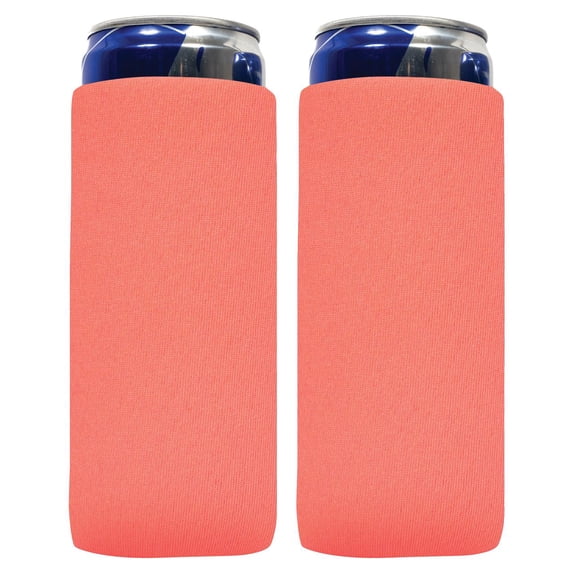 QualityPerfection Can Cooler Sleeve ( Set of 2 ) 4mm Neoprene 12 Oz Collapsible Can Cover, Insulated Cans Coolies, Holders, Blank (Neon Pink)