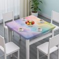 thumbnail image 3 of Soft Pastel Cloudscape Square Fitted Tablecloth with Elastic Edge,Square Table Cover,Washable Elastic Table Cover for Home Kitchen Party Decor 34"x34", 3 of 6