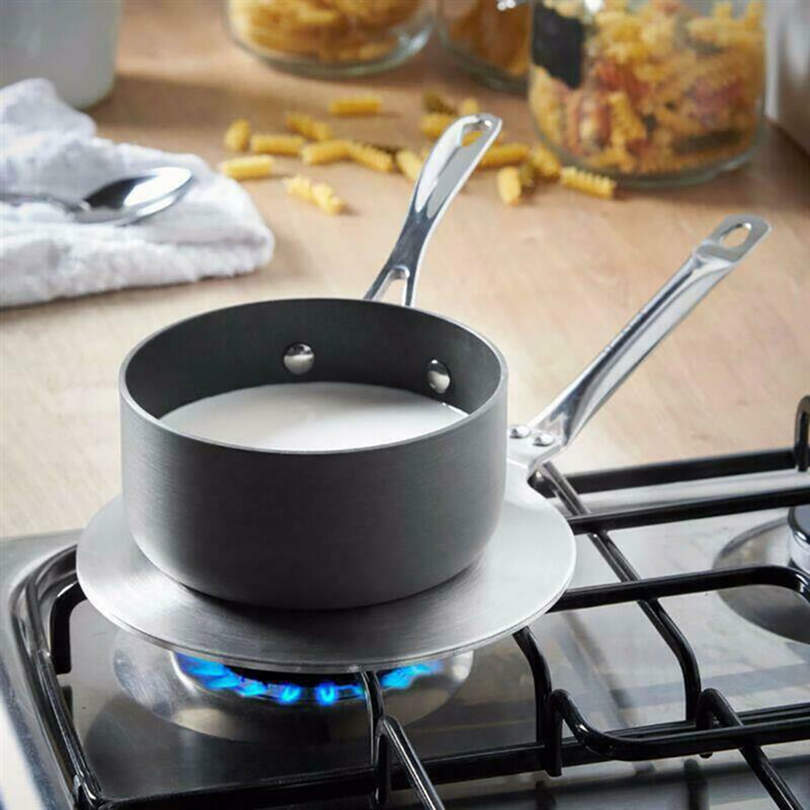 HomeLife Heat Diffuser with Handle Heat-absorbing Stainless Steel Cooking Heat Conduction Plate for Kitchen
