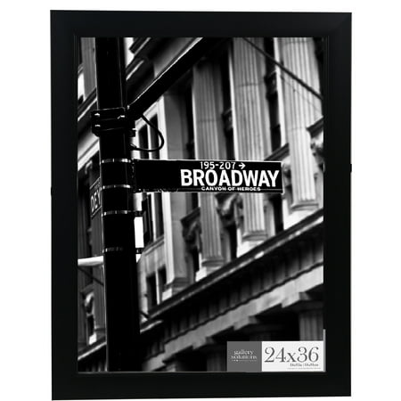 Black Wall Frame - 24x36 Black Flat with Inner Ridge Large Wall Frame