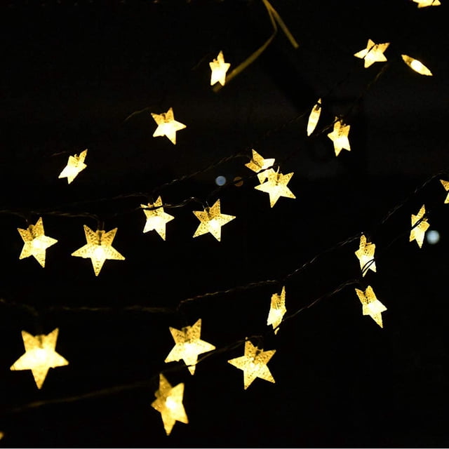 Luces para jardín, luces solares de cadena de estrellas, luces de cadena con energía solar, luces de cadena de apariencia llamativa Jadeshay A
