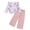 Pink Floral, variant on Yaoqi 4T Toddler Girl Outfit Set 5T Child Girls Clothes Ruffle Long Sleeves Knitted Top Floral Wide Leg Pants 2pcs Clothing Red