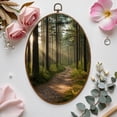 thumbnail image 7 of Canvas Wall Art Green Forest Nature Landscape Sunlight Pine Trees Natural Wood Frame Oval Framed Canvas Prints Vintage Wall Hanging Decor for Home Decorations 8.6"x11.4", 7 of 7