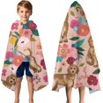 thumbnail image 3 of Dogs with Flowers Hooded Bath Towel，50"x30" for Ages 3 To 12 Kids, Quick Dry Lightweight Soft Microfiber Hood Beach Towel Cover Up for Kids, 3 of 7
