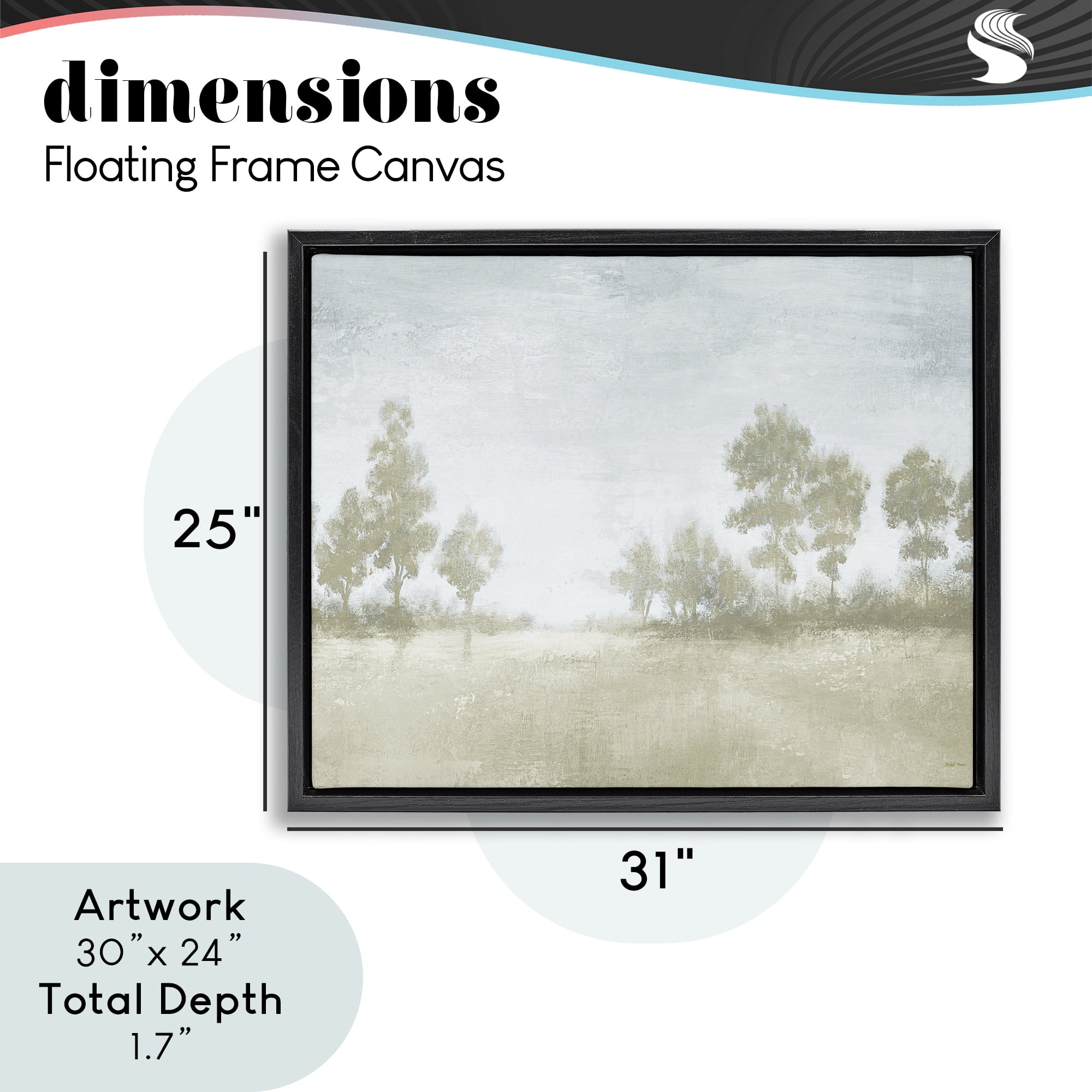 Stupell Industries Soft Distant Valley Landscape Black Framed Floater Canvas Wall Art, design by Michael Marcon
