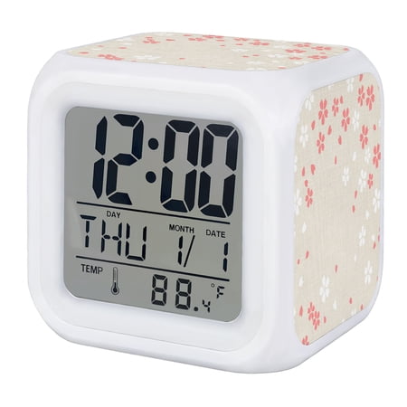 Pink Cherry Floral Digital Alarm Clock for Bedrooms, Smart LED Alarm Clock with 7 Color Changing photo Pink Cherry Floral Digital Alarm Clock for Bedrooms, Smart LED Alarm Clock with 7 Color Changing
