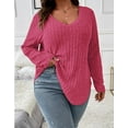 thumbnail image 5 of Women Plus Top 5XL Sweater Top Tunic Top Pullover Lady Top Long Sleeve Daily V-neck Autumn Daily Sweater Top Loungewear Striped Cogild, 5 of 5