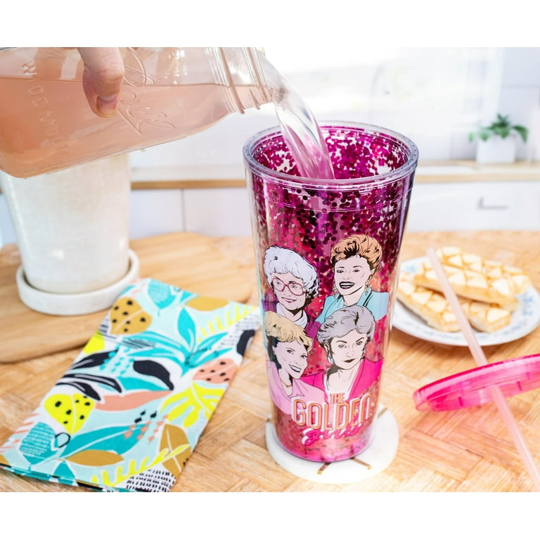 Disney Princess Glitter Confetti Party Cup w/ Straw & Lid, 16 oz