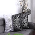 thumbnail image 2 of PiccoCasa 2Pcs Floral Print Throw Pillowcases, 18"x18" Black and Silver 2, 2 of 6