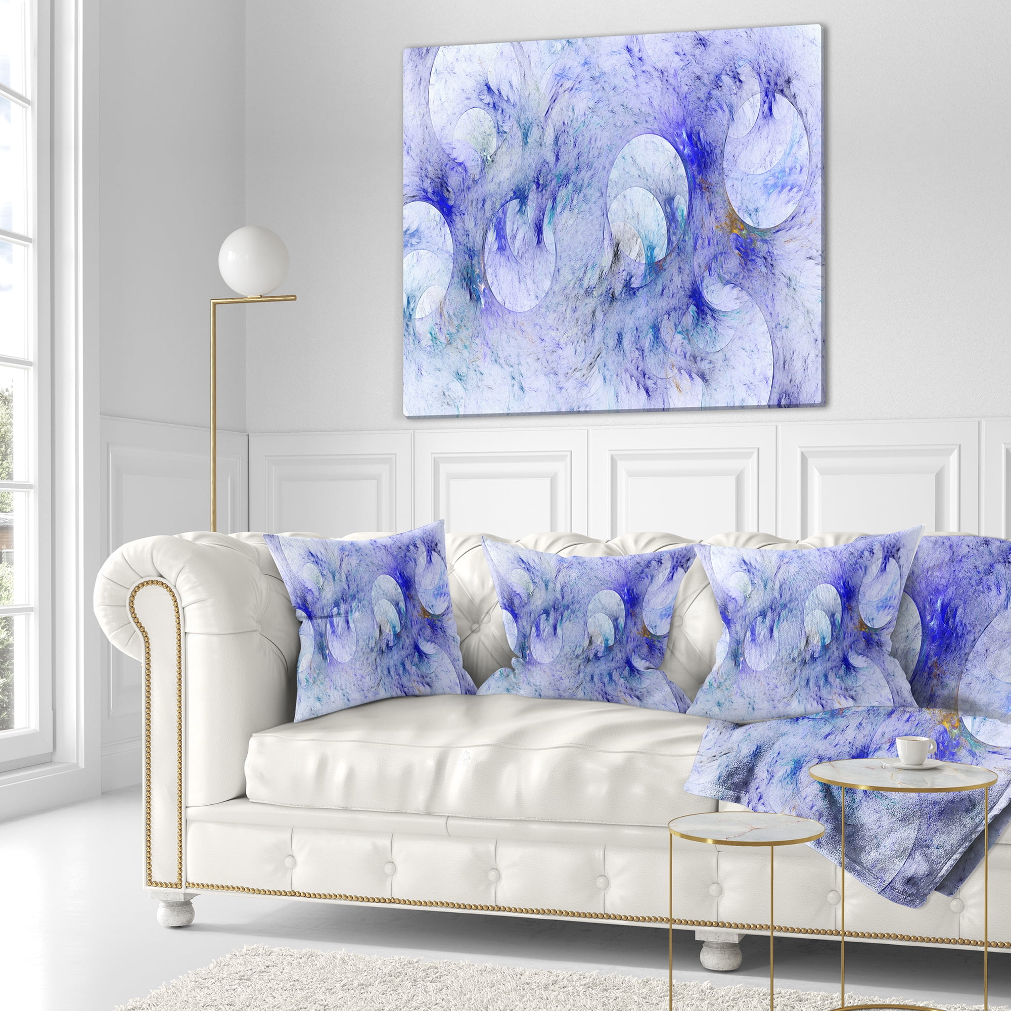 Designart Light Blue Fractal Glass Texture - Abstract Throw Pillow - 18x18