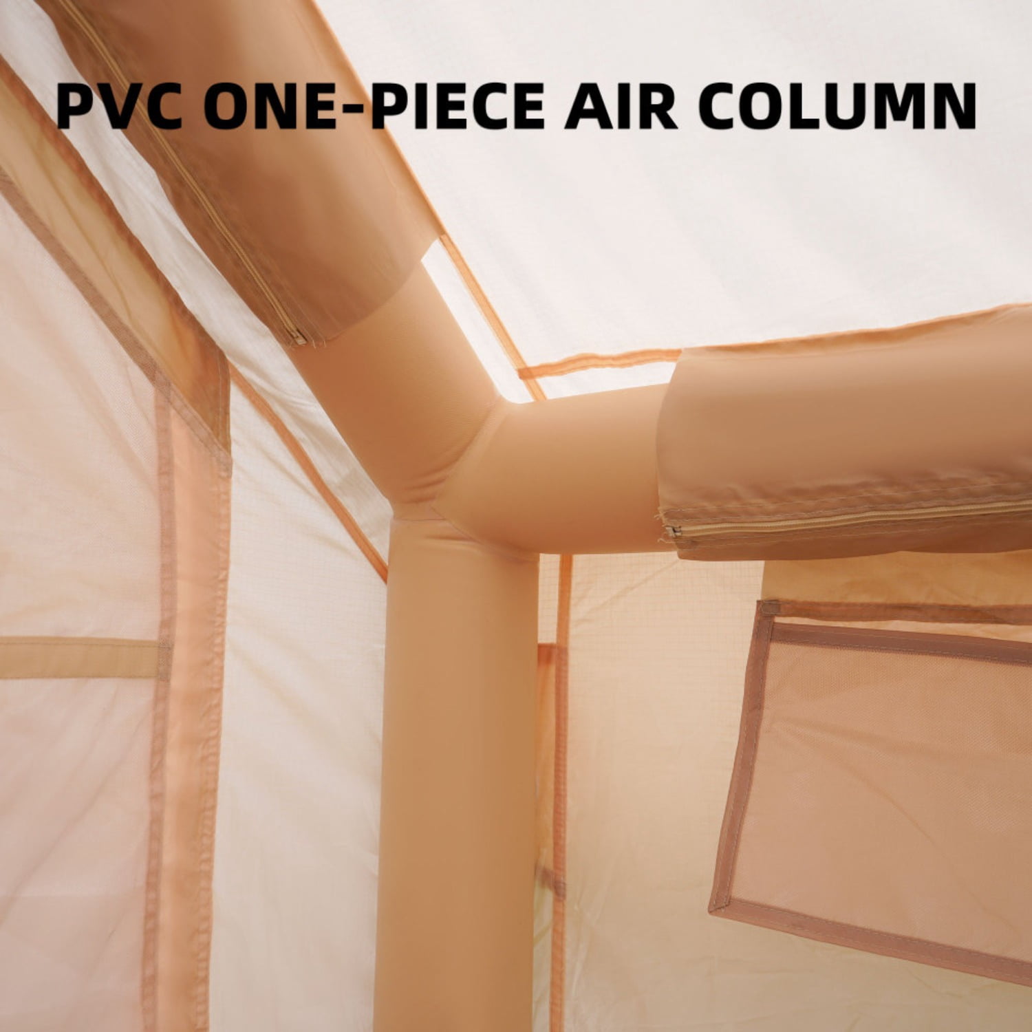 Inflatable Camping Tents with Hand Pump, Air Glamping Tents, Easy Setup Waterproof and Windproof Blow up Tent, 4 Seasons Oxford Cabin Tent with Mesh & Chimney Window.