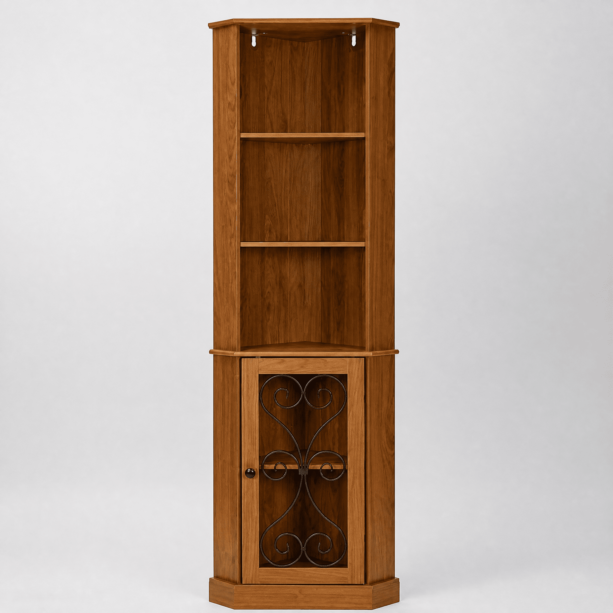 Corner Liquor Cabinet 3-Tier Display Storage with Door for Living Room Dining Room Bar