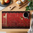 thumbnail image 2 of Ombre Red Geometric Placemats Set of 4, Modern Abstract Art Placemats for Dining Table, Place Mats for Kitchen Tabletop, Waterproof Wipeable Dining Table Mats Set, 2 of 9