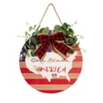 thumbnail image 2 of God Bless America Sign 4th of July Wreath Patriotic Wreath for Front Door, 16" Red White and Blue Flower Wooden Sign for Memorial Day Independence Day Decoration, 2 of 9