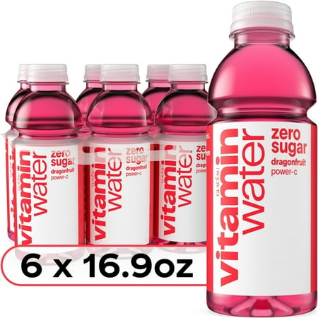 (2 Pack og 6 Count) vitaminwater Power-C Zero Sugar Dragonfruit Flavored Water Beverage 16.9 fl oz 6 Pack