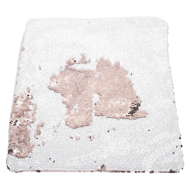Funda de almohada Fundas de cojín de tela de ante con lentejuelas y cremallera para decoración del sofá cama del hogarChampagne Gold + White