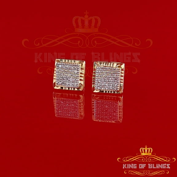 King of Bling's 10K Real Yellow Gold Real Diamond 0.15CT Men's/Women's Stud Micro Earring