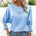 thumbnail image 2 of Bovxnpu 3/4 Length Sleeve Womens Tops, Business Dressy Casual Blouses for Women, Women's Casual Solid Color Round Neck 3/4 Sleeve Blouses M, 2 of 6