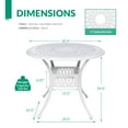 thumbnail image 7 of VIVIJASON 35.2" Outdoor Patio Dining Round Table White Cast Aluminum Rustic Large Patio Table with Umbrella Hole, 7 of 7