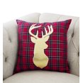 thumbnail image 3 of Holiday Deer Tartan Plaid Ruffle Border Christmas Decorative Throw Pillow (17"x17" Gold Deer, Case Only), 3 of 4