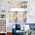 thumbnail image 2 of Abstract Color Graffiti Kitchen Curtains Valances and Tiers Set of 3 Grey Yellow Oil Painting Style Tier Curtains and Valance with Rod Pocket for Small Windows, 27.5"x24", 2 of 9