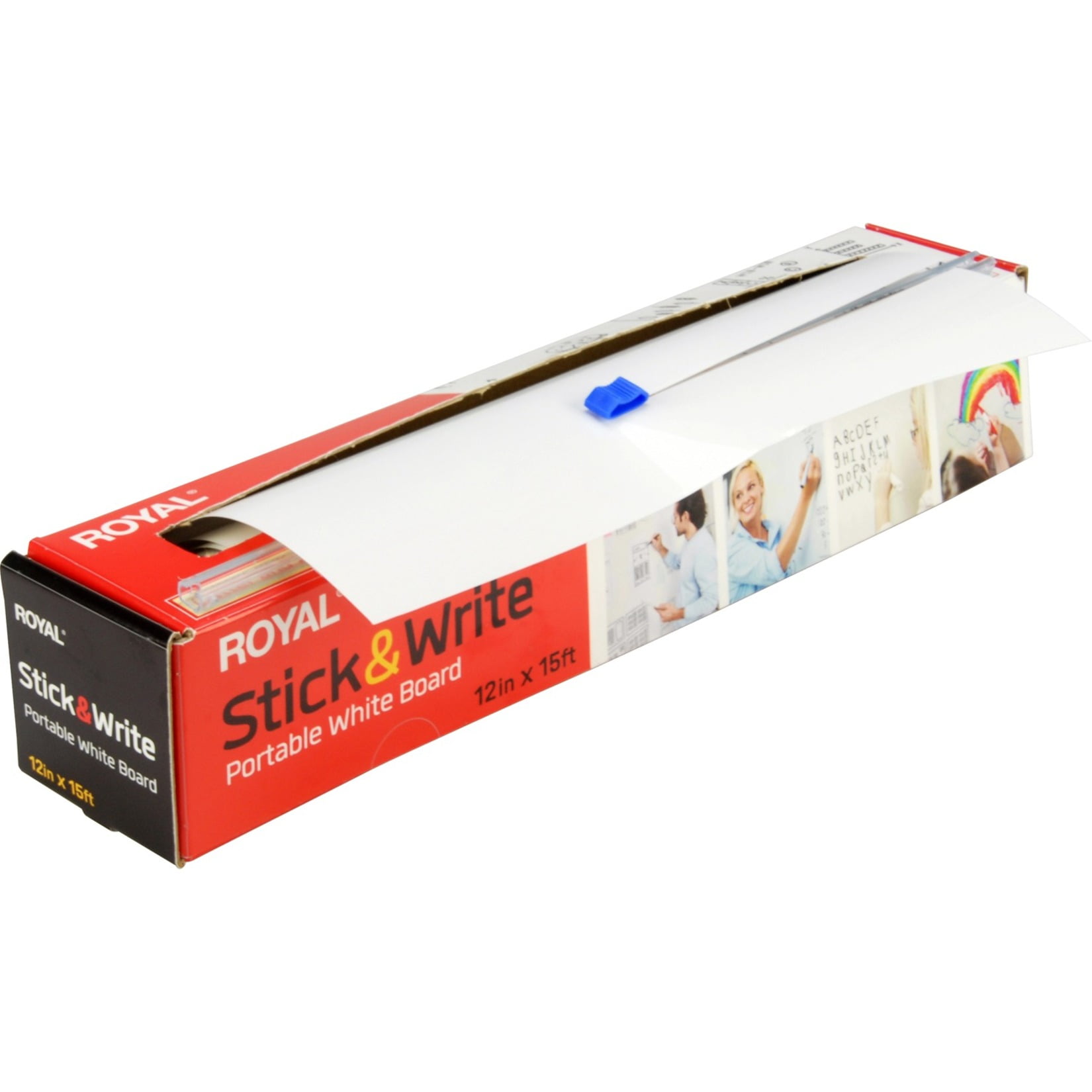 Royal 12' Peel,Stick & Write Portable Dry Erase Whiteboard with Markers