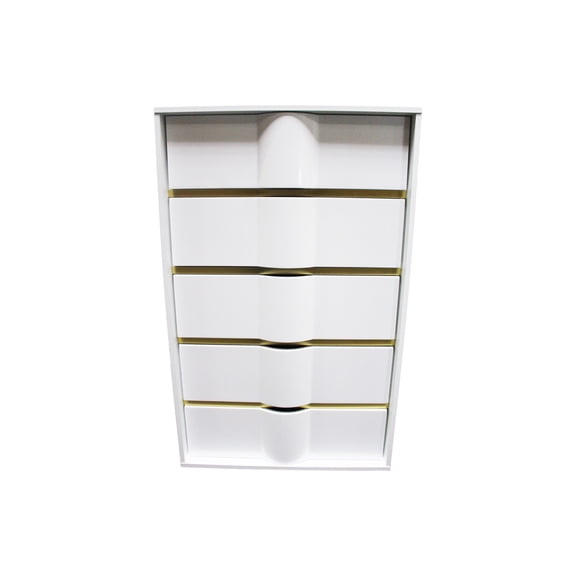 Best Master Havana 5-Drawer Poplar Wood Bedroom Chest in White/Gold Trim