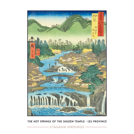 The Hot Springs of the Shuzen Temple Izu Province Utagawa Hiroshige Japanese Woodblock Titled Work Wall Art Poster Print Picture