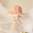 thumbnail image 2 of Pudcoco Toddlers Straw Hat Lace Decoration Outdoor Sun Protection Bucket Cap, 2 of 6
