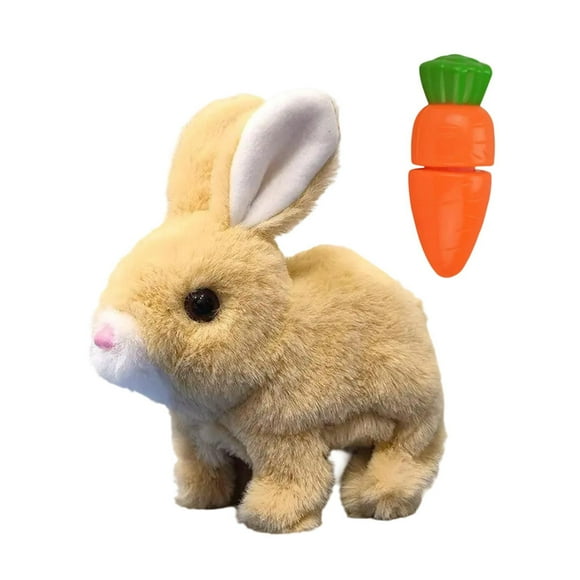 Conejo tuido de juguete electrónico conejo realista linda mascota electrónica para niños preescolar niños fiestas favores festival marrón